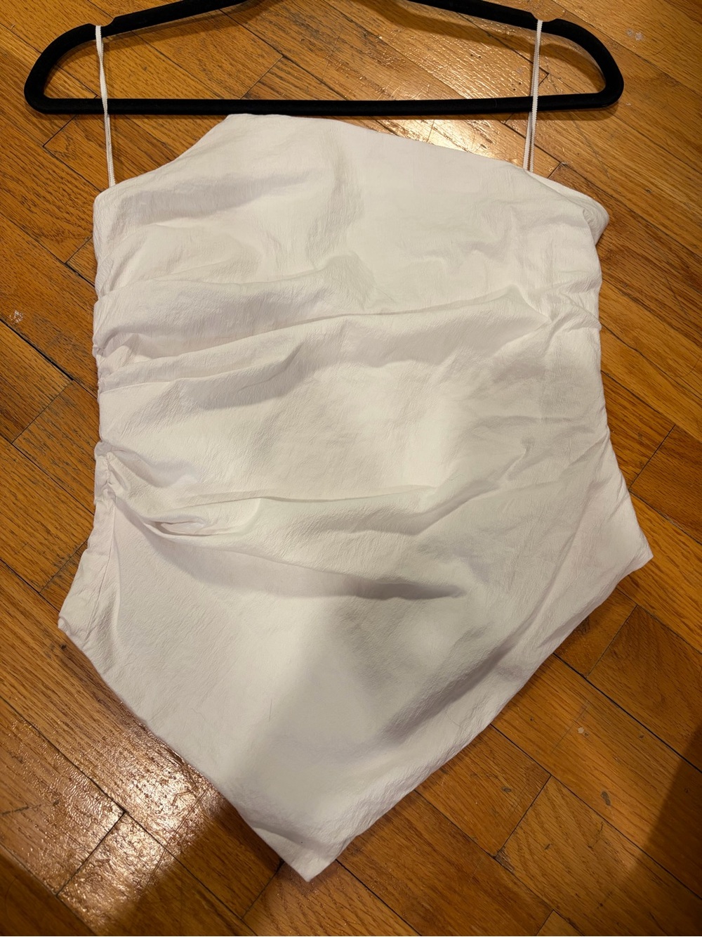 Abercrombie & Fitch White Strapless Handkerchief Hem Top